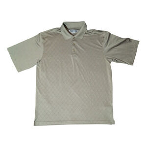 Pebble Beach Performance - Polo Golf Shirt-Checked -Men's Size Large Olive Green